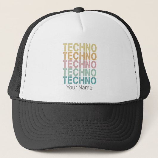 Techno House Retro Lettering Electro  Rave Trucker Pet (Voorkant)