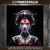 Techno Japanese cyborg Geisha  Tissuepapier