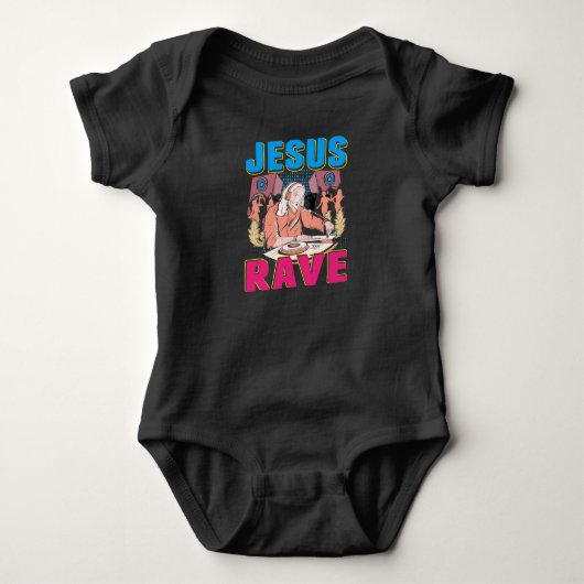 Techno Jesus Religion Retro Electronic Bass Music Romper (Voorkant)