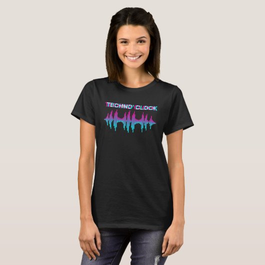 Techno-klok Techno EDM Rave Music Festival Synthe T-shirt (Voorkant volledig)