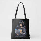 Techno-Mädchen mit Rabe und Laptop Tote Bag (Voorkant)