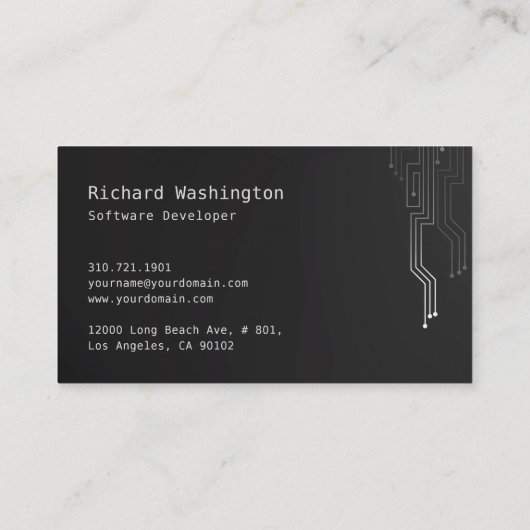 Techno Modern Design Visitekaartje - zwart-wit (Achterkant)