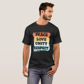 Techno Music Peace Unity Respect Rave Party E T-shirt (Voorkant volledig)