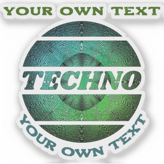 Techno muziek dj promotie Custom-Cut Vinyl Sticker (Voorkant)