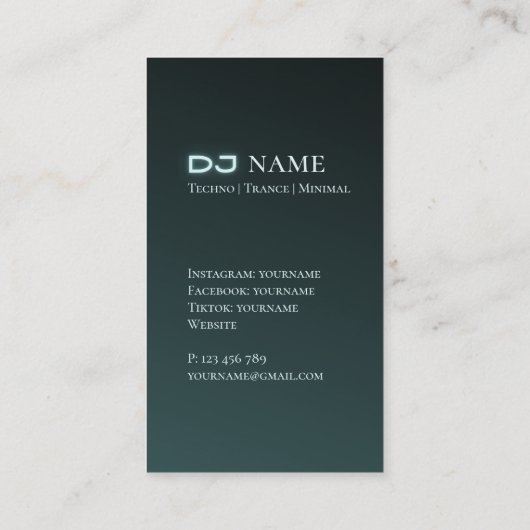 Techno muziek DJ Visitekaartje (Achterkant)