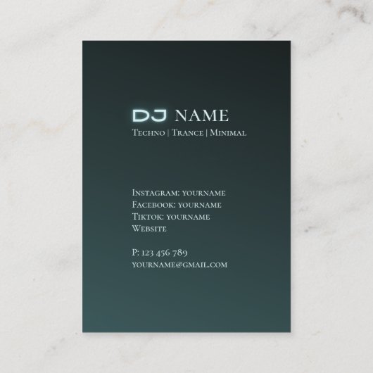 Techno muziek DJ Visitekaartje (Achterkant)