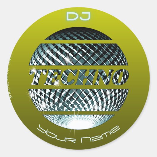 Techno muziek DJ Visitekaartje Ronde Sticker (Voorkant)