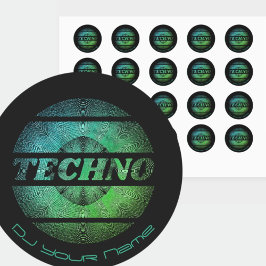 Techno muziek DJ Visitekaartje Ronde Sticker