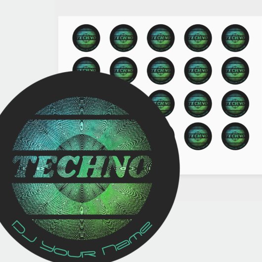 Techno muziek DJ Visitekaartje Ronde Sticker