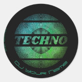 Techno muziek DJ Visitekaartje Ronde Sticker (Voorkant)