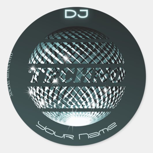 Techno muziek DJ Visitekaartje Ronde Sticker (Voorkant)