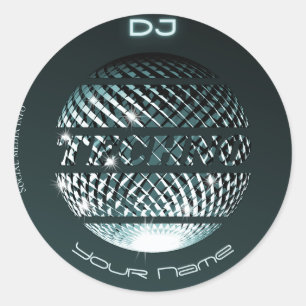 Techno muziek DJ Visitekaartje Ronde Sticker