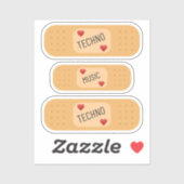 Techno muziek Patch / bandaid, Techno geneest wond Sticker (Vel)