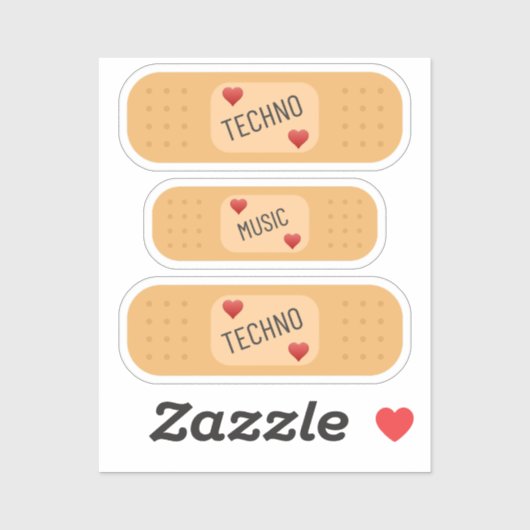 Techno muziek Patch / bandaid, Techno geneest wond Sticker (Vel)