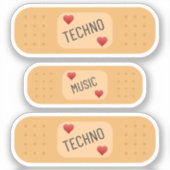 Techno muziek Patch / bandaid, Techno geneest wond Sticker (Voorkant)