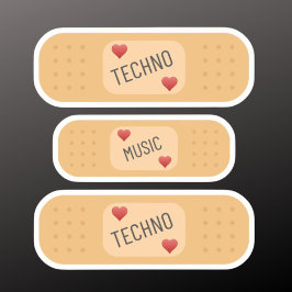 Techno muziek Patch / bandaid, Techno geneest wond Sticker