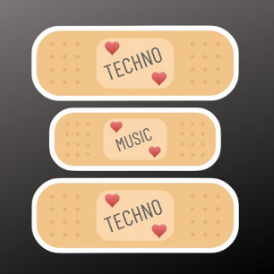 Techno muziek Patch / bandaid, Techno geneest wond Sticker