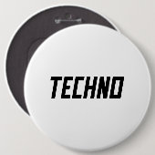TECHNO-muziek Ronde Button 6,0 Cm (Voorkant /achterkant)