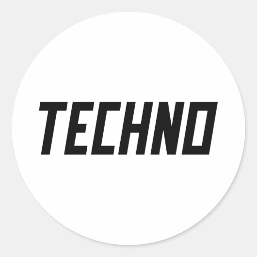 TECHNO-muziek Ronde Sticker (Voorkant)