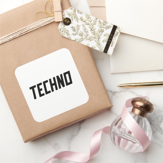 TECHNO-muziek Vierkante Sticker (Geschenken)