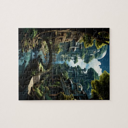 Techno-Organic City Daytime Creek Uitzicht Legpuzzel (Horizontaal)