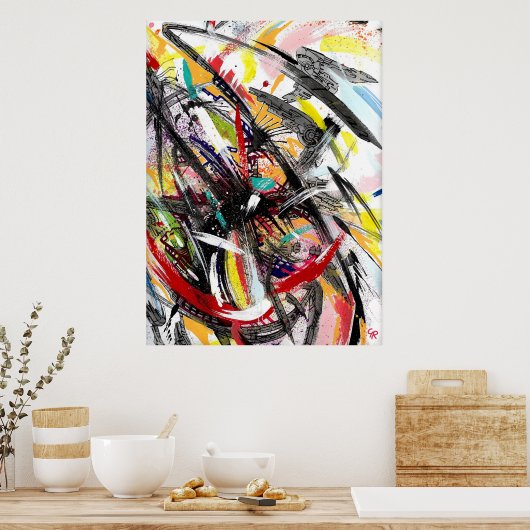 Techno orkaan schilderij poster (Keuken)