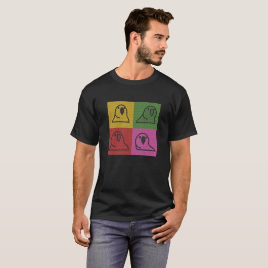 Techno Party Parrot Pop Art T-shirt (Voorkant volledig)