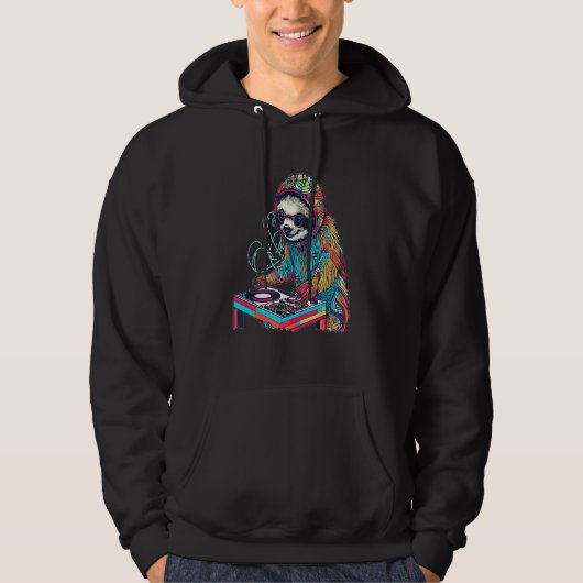 Techno Party Sloth Summer Music Festival Hoodie (Voorkant)