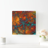 Techno Psychedelic Fractal Decor Vierkante Klok (Huis)