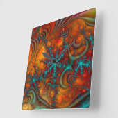 Techno Psychedelic Fractal Decor Vierkante Klok (Hoek)