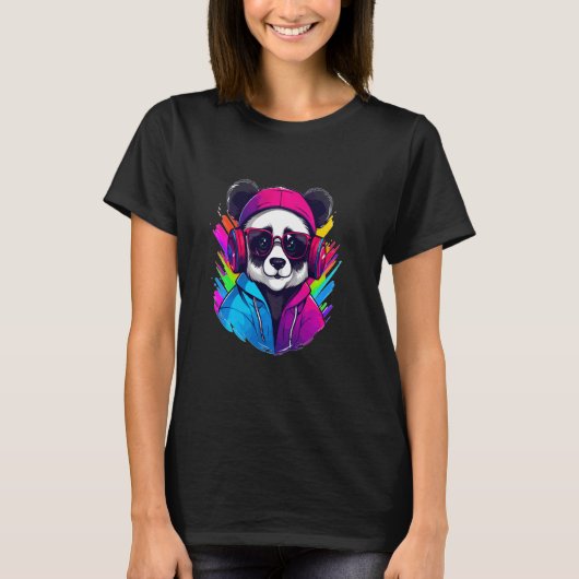 Techno Rave Panda House Muziekliefhebber Raver T-shirt (Voorkant)