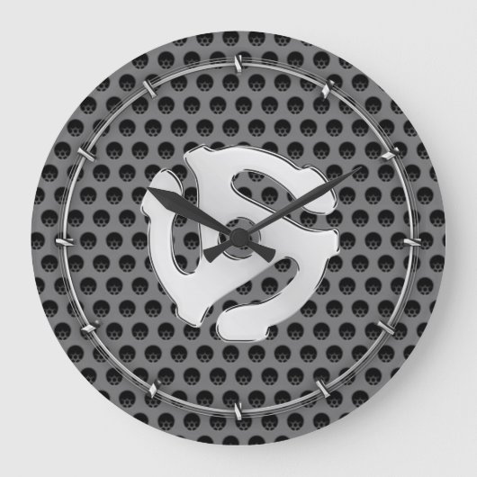 Techno Retro  Chrome 45 spacer DJ Print Grote Klok (Voorkant)