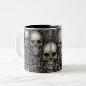 Techno schedels 004 tweekleurige koffiemok (Voorkant links)