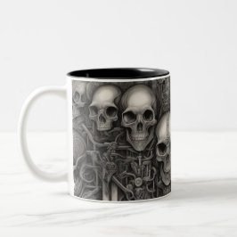 Techno schedels 004 tweekleurige koffiemok
