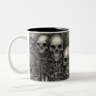 Techno schedels 004 tweekleurige koffiemok