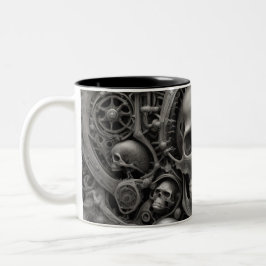 Techno schedels 006 tweekleurige koffiemok