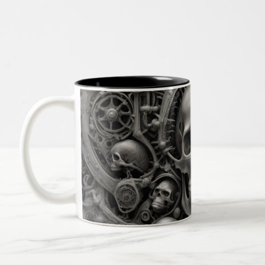Techno schedels 006 tweekleurige koffiemok (Links)