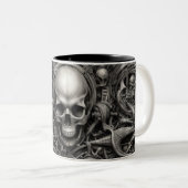 Techno schedels 008 tweekleurige koffiemok (Voorkant rechts)
