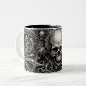 Techno schedels 008 tweekleurige koffiemok (Voorkant links)