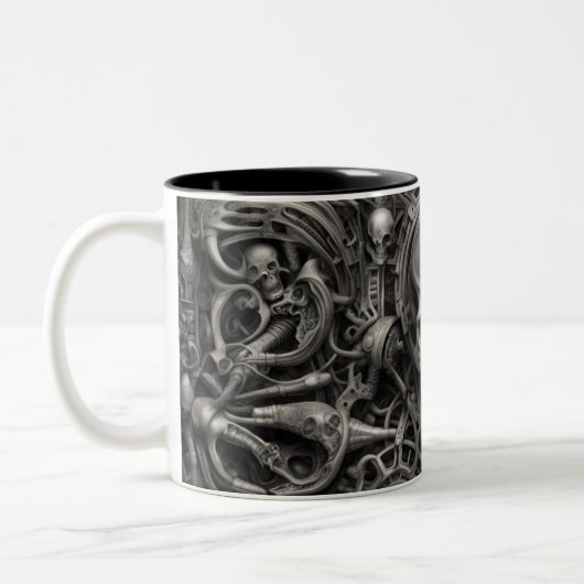 Techno schedels 008 tweekleurige koffiemok (Links)