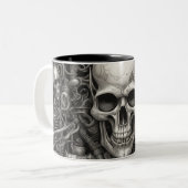 Techno schedels 009 tweekleurige koffiemok (Voorkant links)