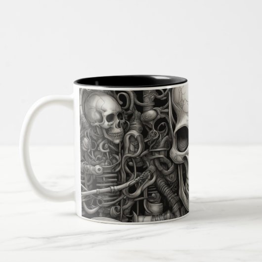 Techno schedels 009 tweekleurige koffiemok (Links)