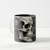 Techno schedels 010 tweekleurige koffiemok (Voorkant links)