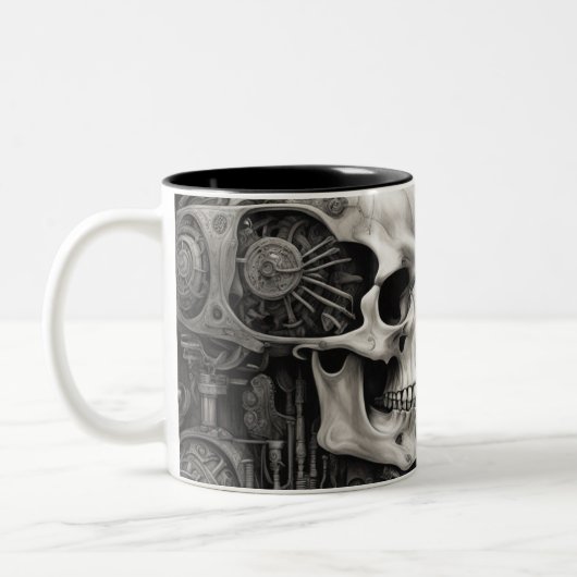 Techno schedels 010 tweekleurige koffiemok (Links)