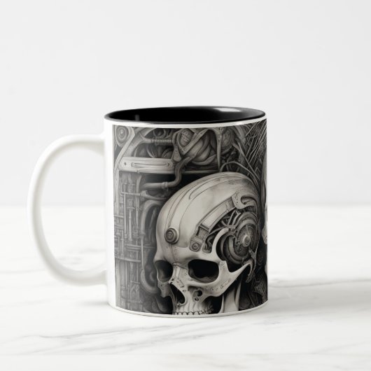 Techno schedels 011 tweekleurige koffiemok (Links)