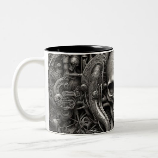 Techno schedels 012 tweekleurige koffiemok (Links)