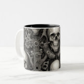 Techno schedels 029 tweekleurige koffiemok (Voorkant links)