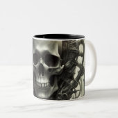 Techno schedels 057 tweekleurige koffiemok (Voorkant rechts)