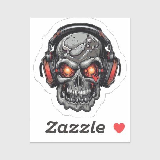 Techno Skull met hoofdtelefoon Sticker (Vel)