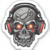 Techno Skull met hoofdtelefoon Sticker (Voorkant)